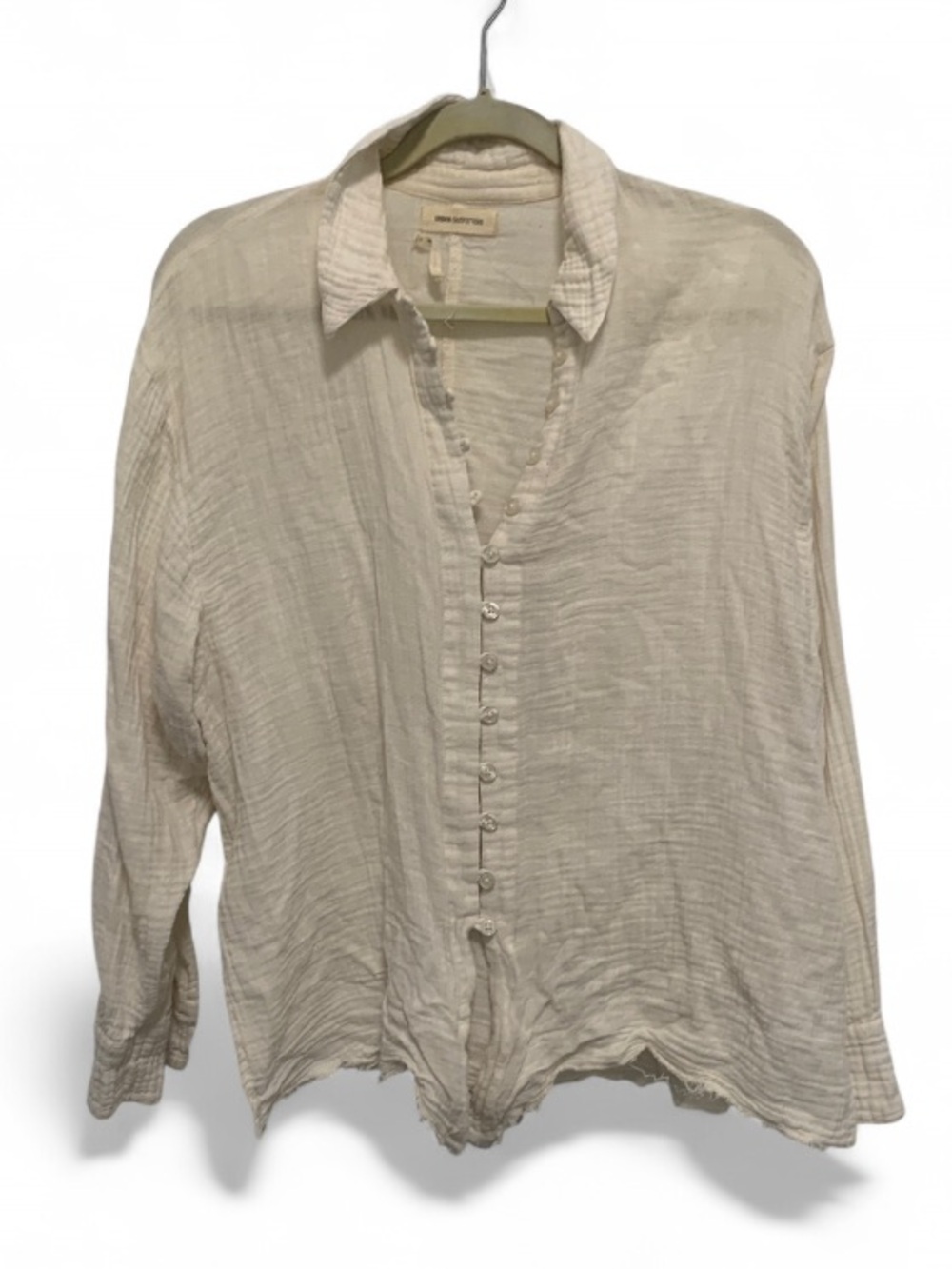 Urban Outfitters Cream Lightweight Button-Down Shirt